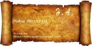 Haba Asztrid névjegykártya